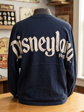 Disneyland Spirit Jersey Navy Blue Distressed Logo Oversized S unisex